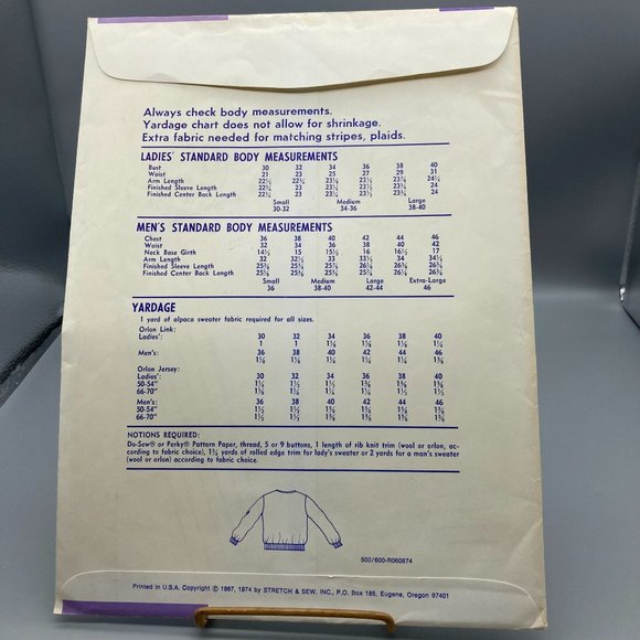 UNCUT Vintage Sewing PATTERN Stretch and Sew 500/600 by Ann Person, Ladies Mens - Picture 2 of 2